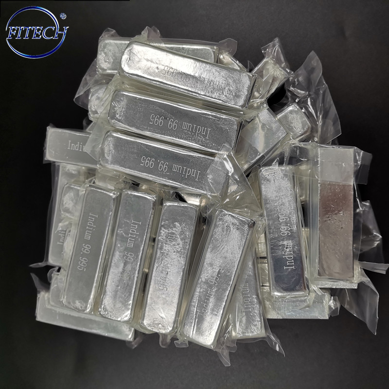 အီလက်ထရွန်နစ်ပစ္စည်းများအတွက် 500g/PC Silver White Indium Ingot ကို ပံ့ပိုးပေးပါသည်။